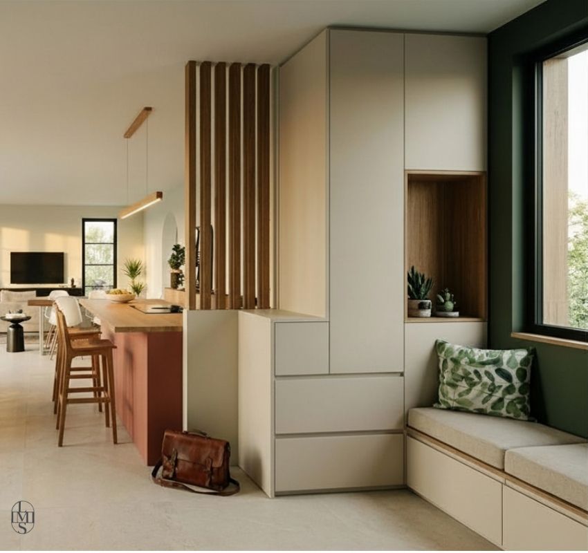 Meuble d'entrée sur mesure — projet Viuz-la-Chiésaz, rendu 3D